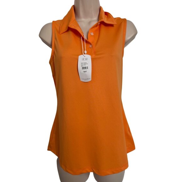 Greg Norman Size Small Orange Golf Sleeveless Collared Tank NWT $50 Stretchy Wom - Picture 1 of 9